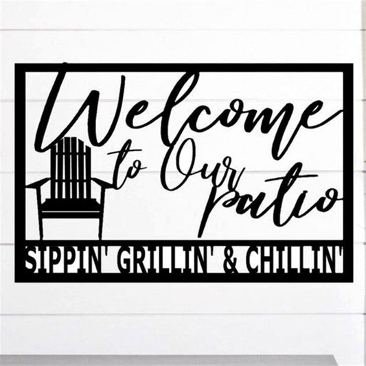Personalized Metal Monogram Sign, Welcome Patio Sign, Patio Sign, Welcome To Our Patio Sign, Metal Patio Sign, Metal Welcome To Our Patio Sign