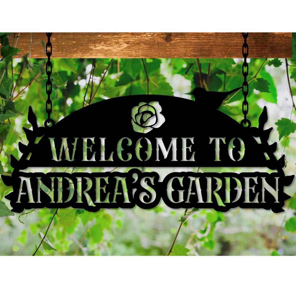 Personalized Metal Monogram Sign, Welcome To Our Garden Sign, Garden Sign, Metal Garden Sign, Hanging Garden Sign