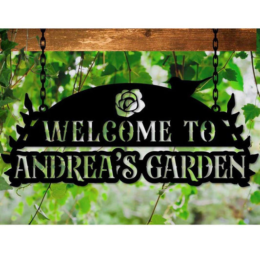 Personalized Metal Monogram Sign, Welcome To Our Garden Sign, Garden Sign, Metal Garden Sign, Hanging Garden Sign