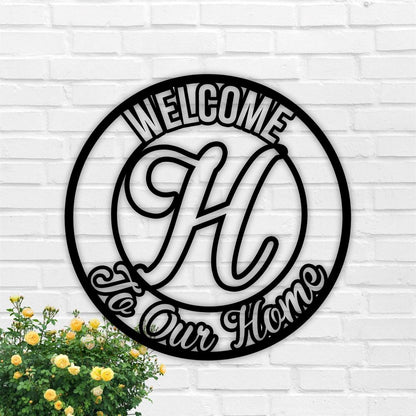 Personalized Metal Monogram Sign, Welcome To Our Home Or Porch Sign, Metal Decor Welcome To Our Porch, Home Wall Art, Metal Wall Sign