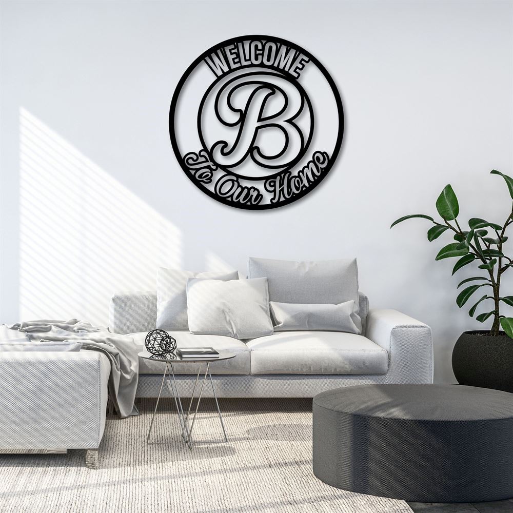 Personalized Metal Monogram Sign, Welcome To Our Home Or Porch Sign, Metal Decor Welcome To Our Porch, Home Wall Art, Metal Wall Sign