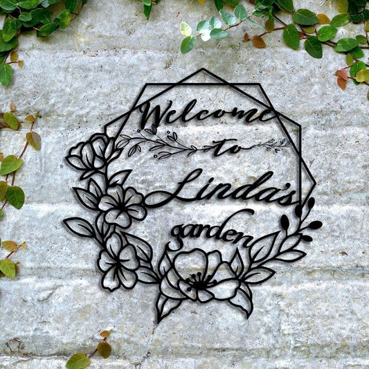 Personalized Metal Monogram Sign, Welcome To The Garden Metal Signs, Garden Sign, Garden Metal Art, Welcome Sign, Flower Garden Metal Sign
