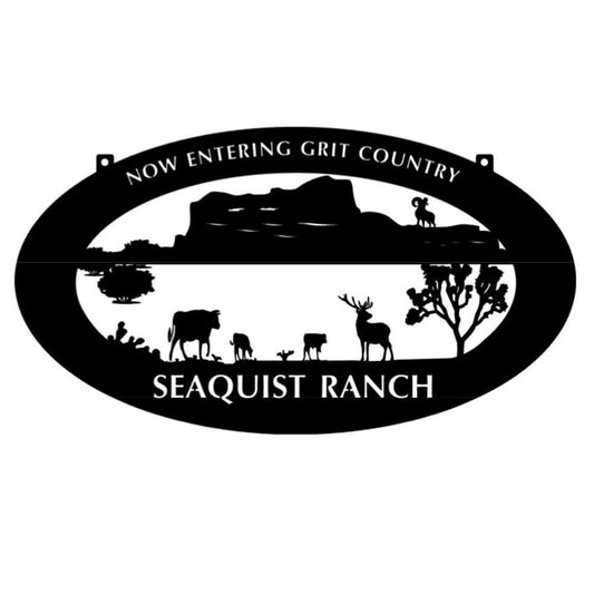 Personalized Metal Monogram Sign, Western Ranch Sign, Ram Deer Cactus Cow Sign, Metal Wall Art, Metal House Sign