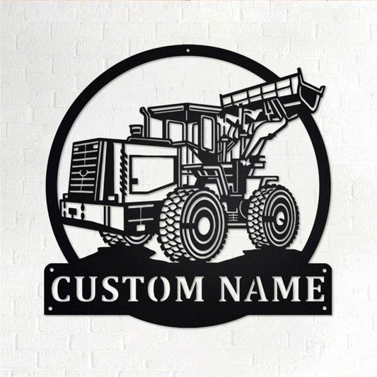 Personalized Metal Monogram Sign, Wheel Loader Bulldozer Metal Wall Art, Truck Driver Name Sign, Wheel Loader Home Decor