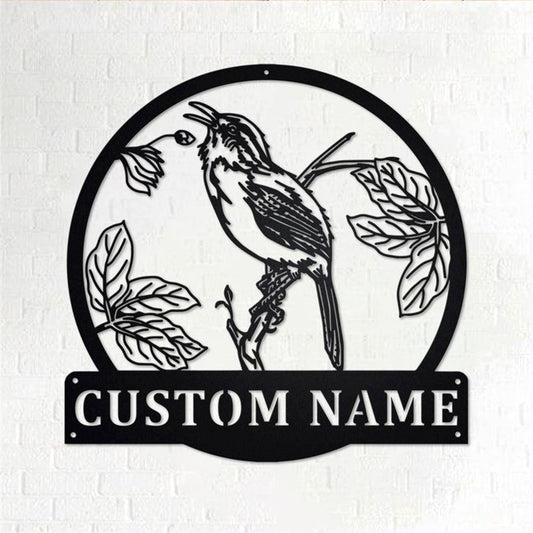 Personalized Metal Monogram Sign, Wren Bird Metal Wall Art, Wren Name Sign, Wren Home Decor