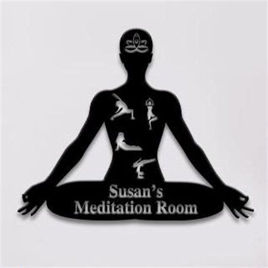 Personalized Metal Monogram Sign, Yoga Lovers Meditation Room Metal Wall Art, Cut Metal Sign