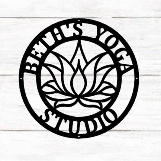 Personalized Metal Monogram Sign, Yoga Studio Decor, Lotus Flower Sign, Lotus Wall Art Metal Wall Decor, Home Decoration Yoga Wall Art