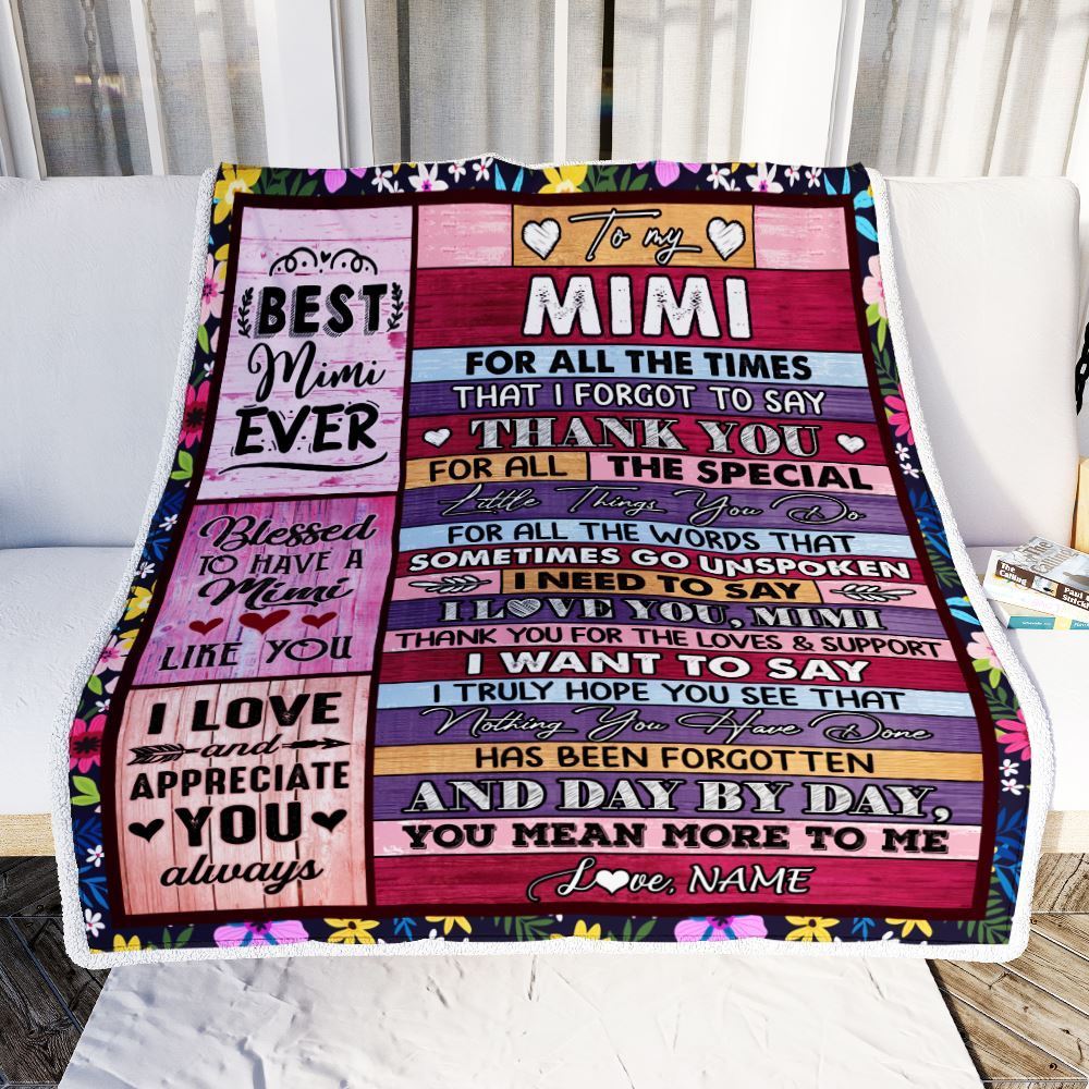 Personalized Mimi Blanket From Granddaughter Grandson Thank You For The Love, Mother's Day Blanket, Mothers Day Birthday Gifts For Mom