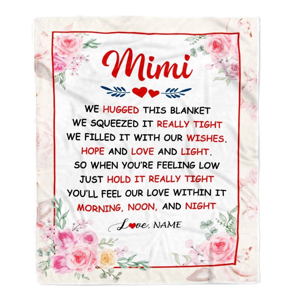 Personalized Mimi Blanket From Grandkids Granddaughter Grandson We Hugged This Blanket Floral, Mother's Day Blanket, Mothers Day Birthday Gift For Mom