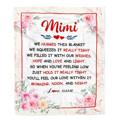 Personalized Mimi Blanket From Grandkids Granddaughter Grandson We Hugged This Blanket Floral, Mother's Day Blanket, Mothers Day Birthday Gift For Mom