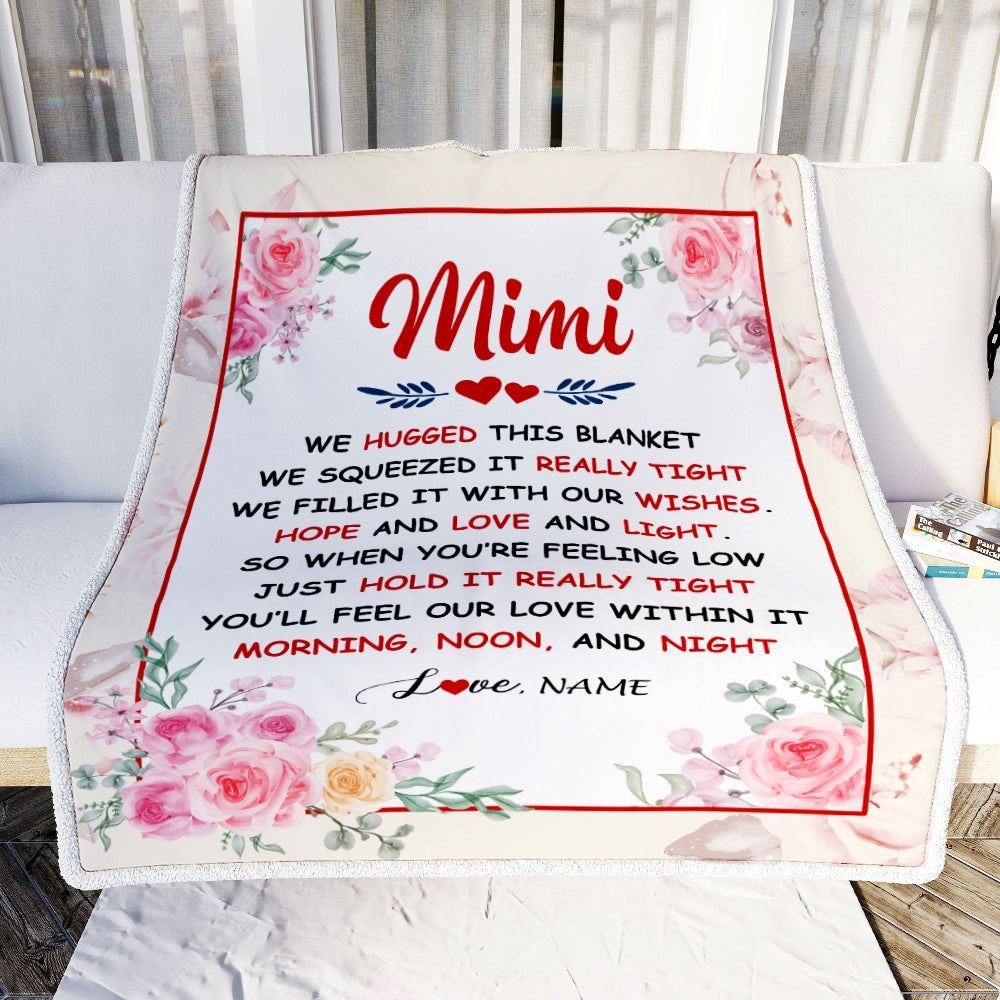 Personalized Mimi Blanket From Grandkids Granddaughter Grandson We Hugged This Blanket Floral, Mother's Day Blanket, Mothers Day Birthday Gift For Mom