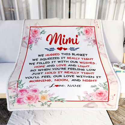 Personalized Mimi Blanket From Grandkids Granddaughter Grandson We Hugged This Blanket Floral, Mother's Day Blanket, Mothers Day Birthday Gift For Mom