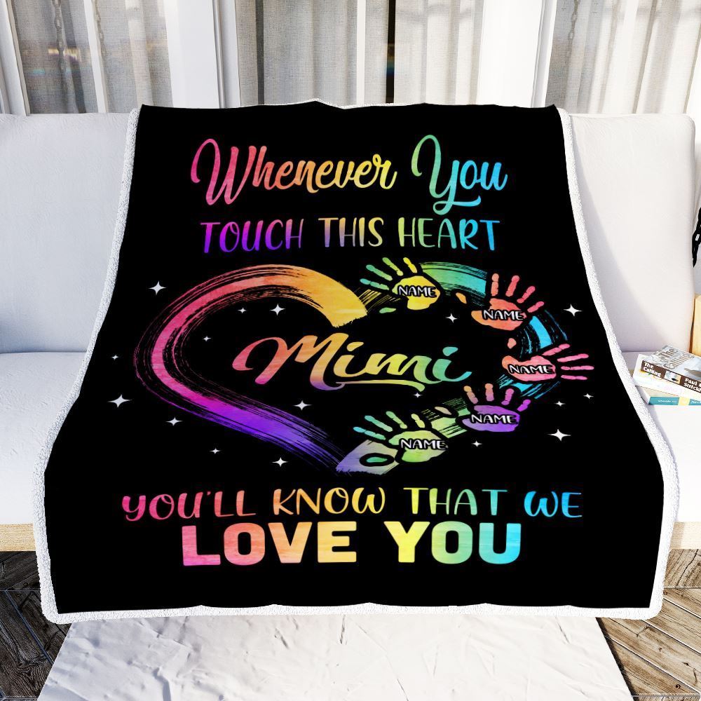 Personalized Mimi Blanket From Grandkids Granddaughter Grandson We Love You Grandparent, Mother's Day Blanket, Mothers Day Birthday Gifts For Mom