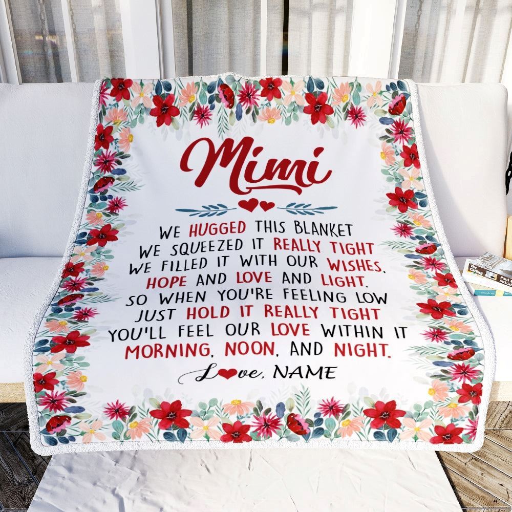 Personalized Mimi Blanket From Grandkids Grandson Granddaughter We Hugged This, Mother's Day Blanket, Mothers Day Birthday Gifts For Mom