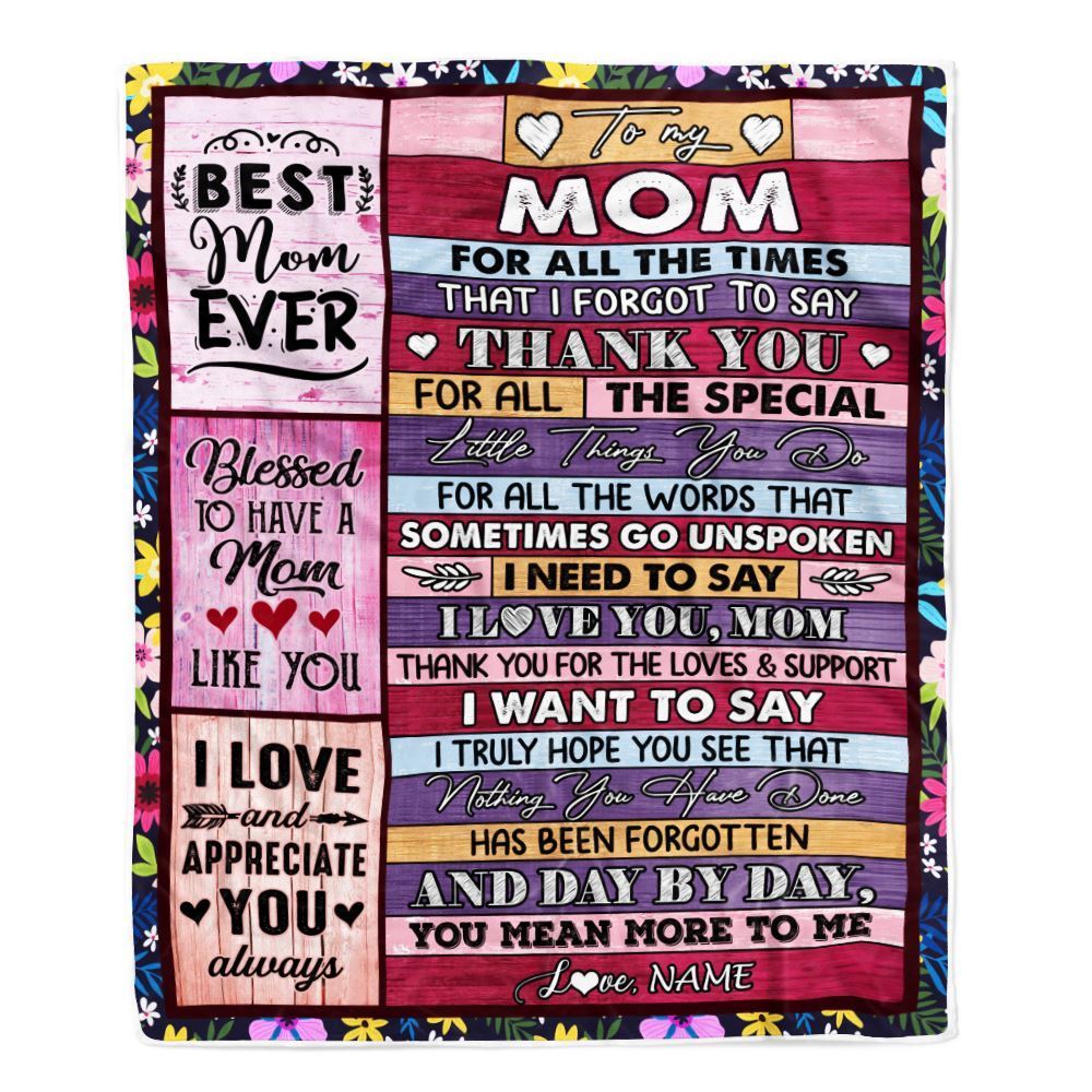 Personalized Mom Blanket From Daughter Son Thank You For The Love, Mother's Day Blanket, Mothers Day Birthday Gifts For Mom
