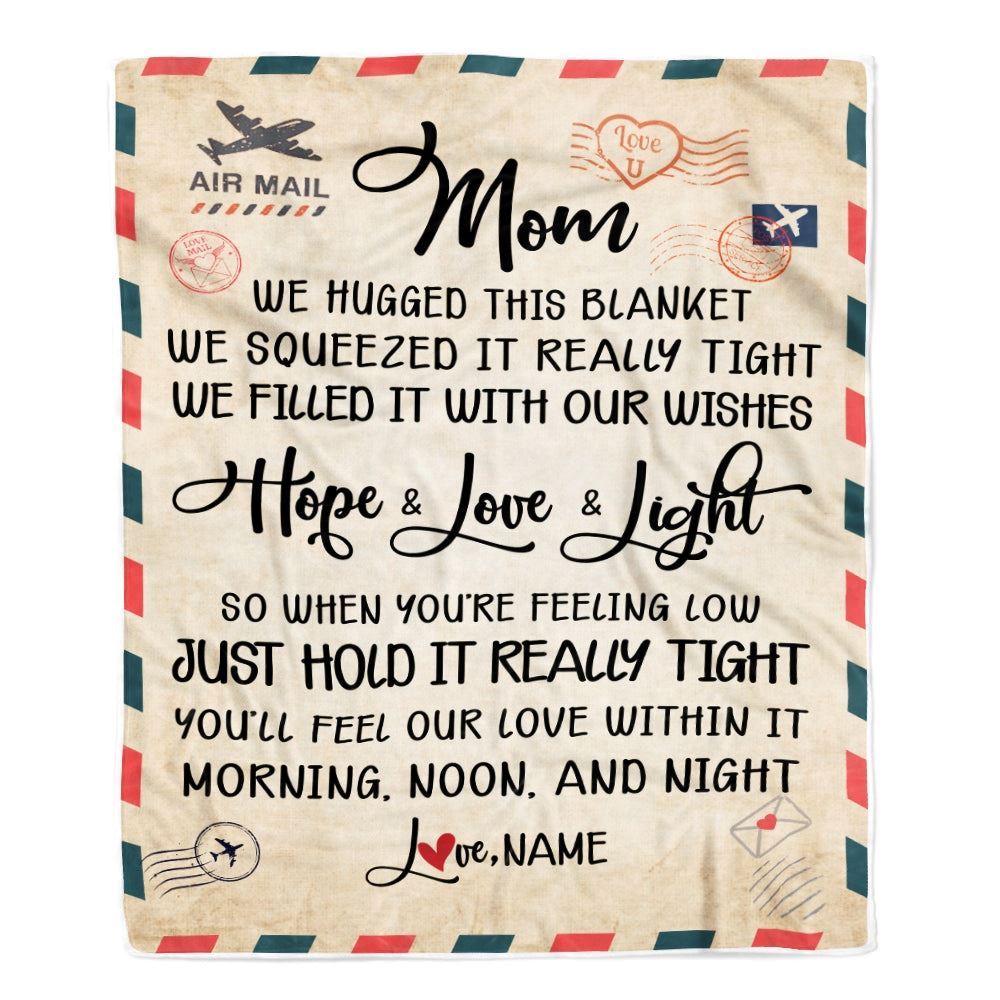 Personalized Mom Blanket From Daughter Son We Hugged This Blanket Mail Letter, Mother's Day Blanket, Mothers Day Birthday Gifts For Mom