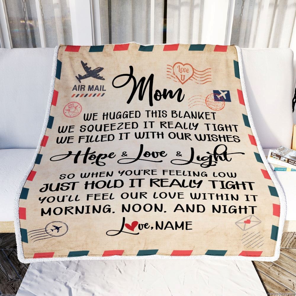 Personalized Mom Blanket From Daughter Son We Hugged This Blanket Mail Letter, Mother's Day Blanket, Mothers Day Birthday Gifts For Mom