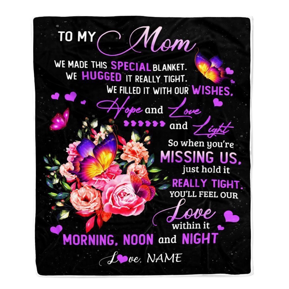 Personalized Mom Blanket From Daughter Son We Made This Special Blanket Flower, Mother's Day Blanket, Mothers Day Birthday Gifts For Mom