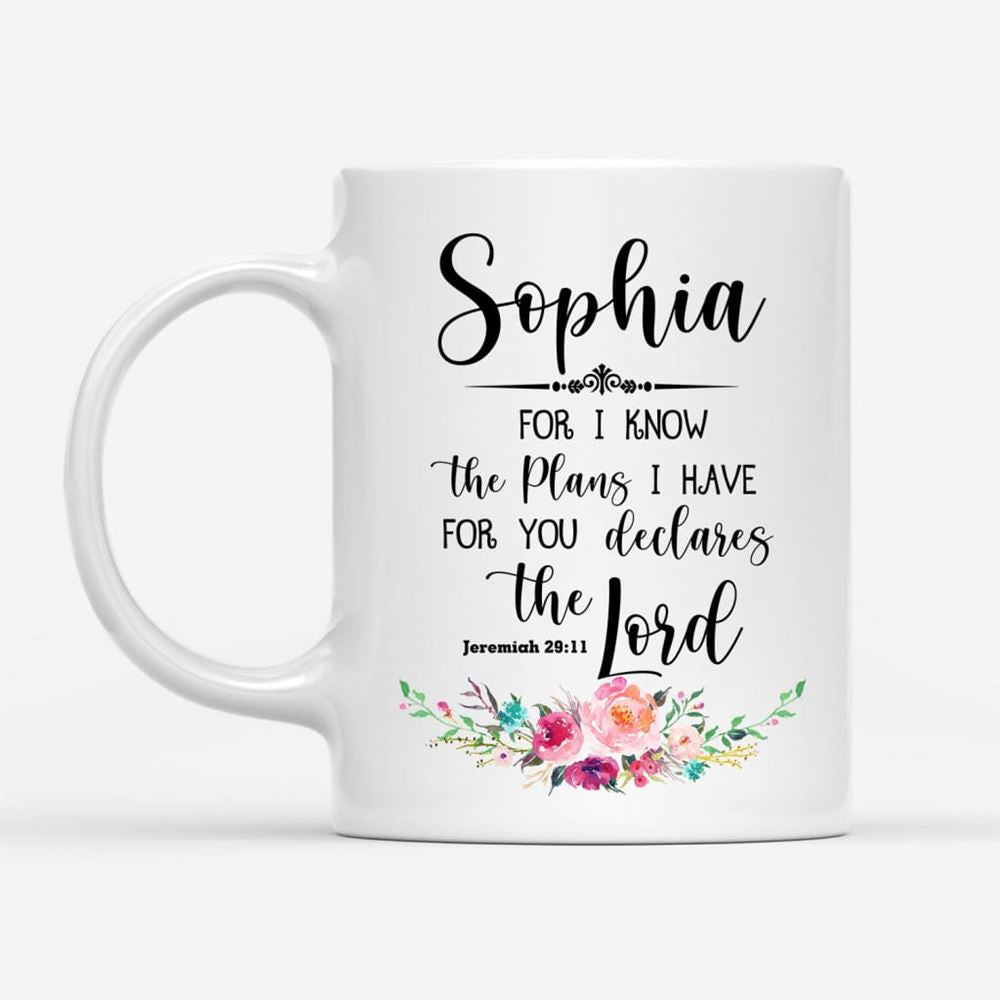 Personalized Name Coffee Mug Jeremiah 2911 For I Know The Plans I Have For You, Christian Mug, Bible Mug, Faith Gift, Encouragement Gift