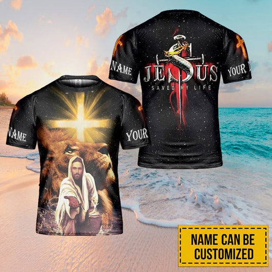 Personalized Name Jesus Saved My Life Star Galaxy All Over Print 3D T Shirt For Men And Women, Christian T-Shirt, Faith Shirt
