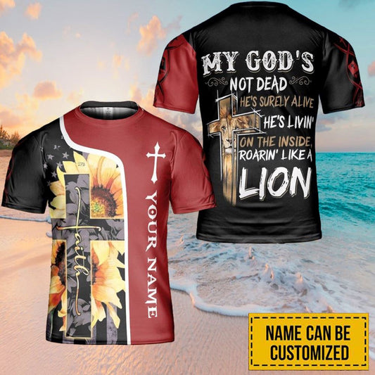 Personalized Name My God Linving Inside Jesus All Over Print 3D T Shirt For Men And Women, Christian T-Shirt, Faith Shirt