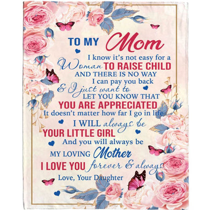 Personalized Name To My Mom I Love You Mothers Day Gift Ideas Rose From Daughter Blanket, Home Decor