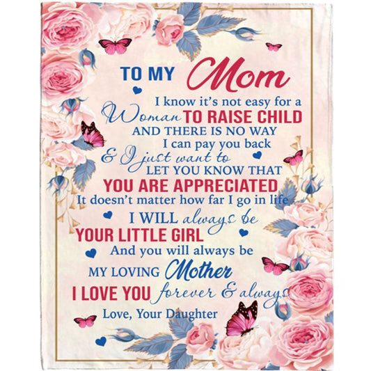 Personalized Name To My Mom I Love You Mothers Day Gift Ideas Rose From Daughter Blanket, Home Decor