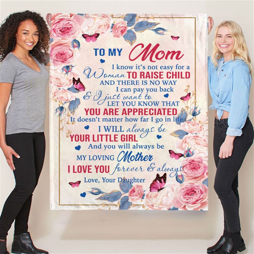 Personalized Name To My Mom I Love You Mothers Day Gift Ideas Rose From Daughter Blanket, Home Decor