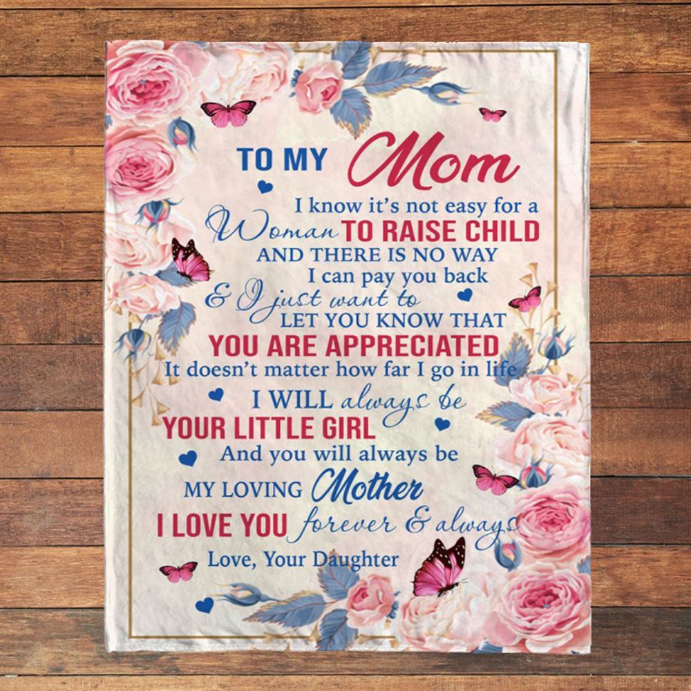 Personalized Name To My Mom I Love You Mothers Day Gift Ideas Rose From Daughter Blanket, Home Decor