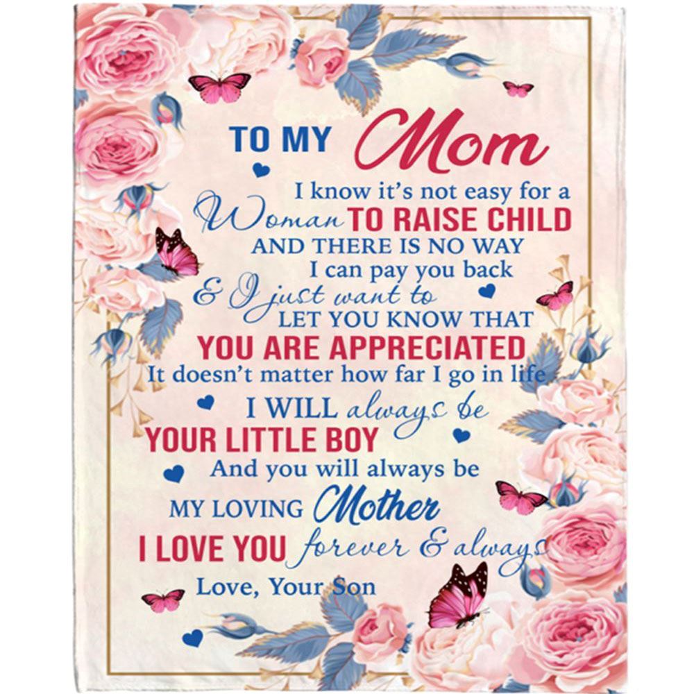 Personalized Name To My Mom I Love You Mothers Day Gift Ideas Rose From Son Blanket, Home Decor