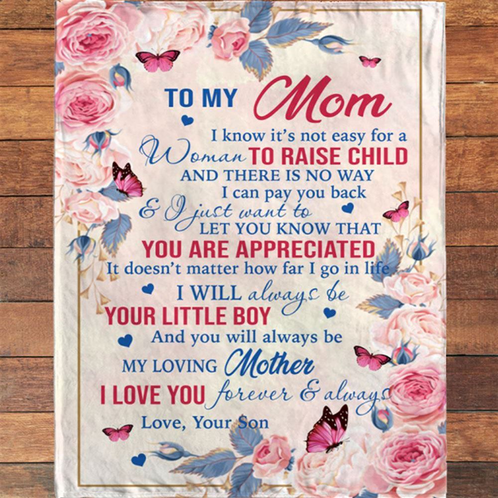 Personalized Name To My Mom I Love You Mothers Day Gift Ideas Rose From Son Blanket, Home Decor