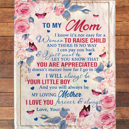Personalized Name To My Mom I Love You Mothers Day Gift Ideas Rose From Son Blanket, Home Decor