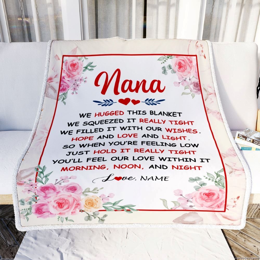 Personalized Nana Blanket From Grandkids Granddaughter Grandson We Hugged This Blanket Floral, Mother's Day Blanket, Mothers Day Birthday Gift For Mom