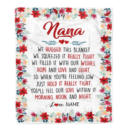 Personalized Nana Blanket From Grandkids Grandson Granddaughter We Hugged This, Mother's Day Blanket, Mothers Day Birthday Gifts For Mom