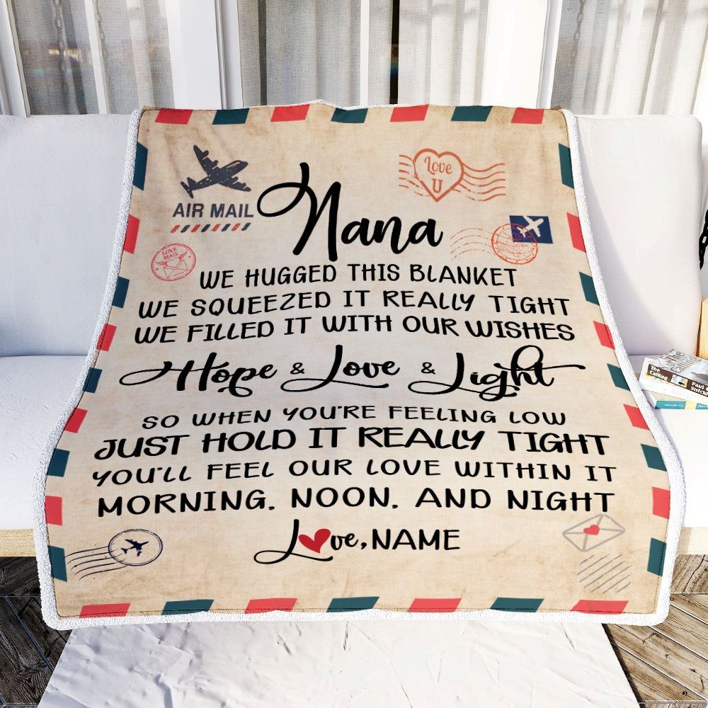 Personalized Nana Blanket From Grandkids We Hugged This Blanket Mail Letter, Mother's Day Blanket, Mothers Day Birthday Gifts For Mom