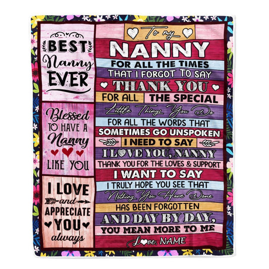 Personalized Nanny Blanket From Kids Thank You For The Love, Mother's Day Blanket, Mothers Day Birthday Gifts For Mom