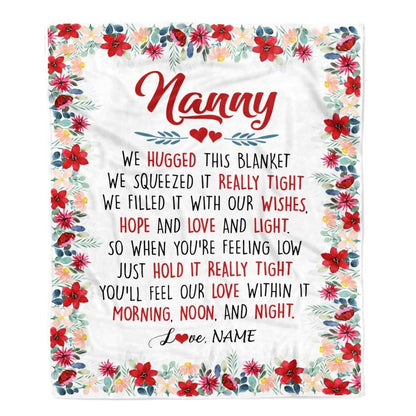 Personalized Nanny Blanket From Kids We Hugged This, Mother's Day Blanket, Mothers Day Birthday Gifts For Mom