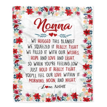 Personalized Nonna Blanket From Grandkids Grandson Granddaughter We Hugged This, Mother's Day Blanket, Mothers Day Birthday Gifts For Mom