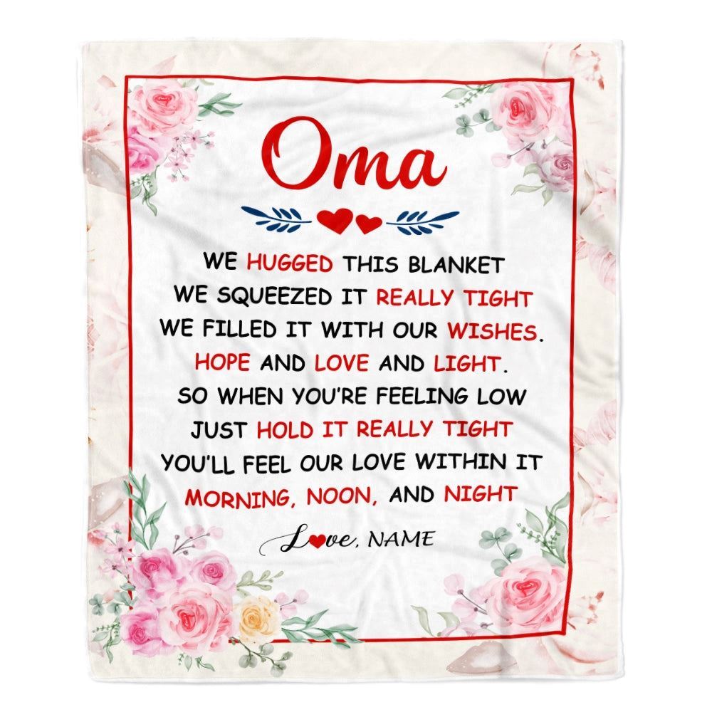 Personalized Oma Blanket From Grandkids Granddaughter Grandson We Hugged This Blanket Floral, Mother's Day Blanket, Mothers Day Birthday Gifts For Mom