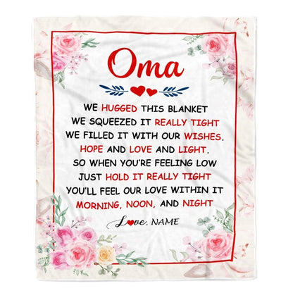 Personalized Oma Blanket From Grandkids Granddaughter Grandson We Hugged This Blanket Floral, Mother's Day Blanket, Mothers Day Birthday Gifts For Mom