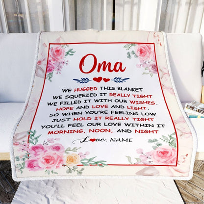 Personalized Oma Blanket From Grandkids Granddaughter Grandson We Hugged This Blanket Floral, Mother's Day Blanket, Mothers Day Birthday Gifts For Mom