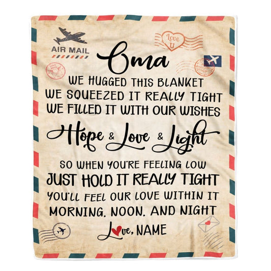 Personalized Oma Blanket From Grandkids We Hugged This Blanket Mail Letter, Mother's Day Blanket, Mothers Day Birthday Gifts For Mom