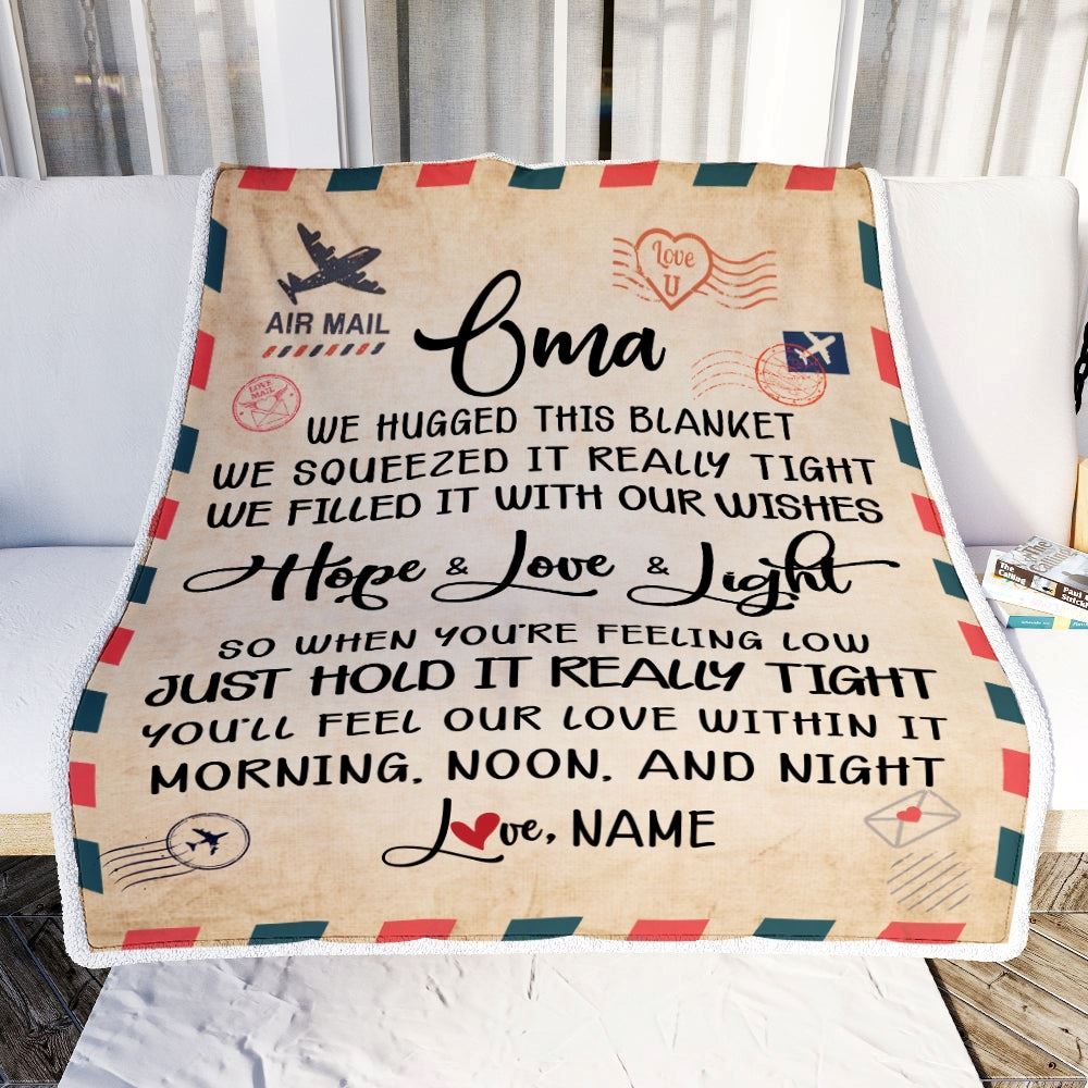 Personalized Oma Blanket From Grandkids We Hugged This Blanket Mail Letter, Mother's Day Blanket, Mothers Day Birthday Gifts For Mom