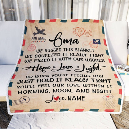 Personalized Oma Blanket From Grandkids We Hugged This Blanket Mail Letter, Mother's Day Blanket, Mothers Day Birthday Gifts For Mom