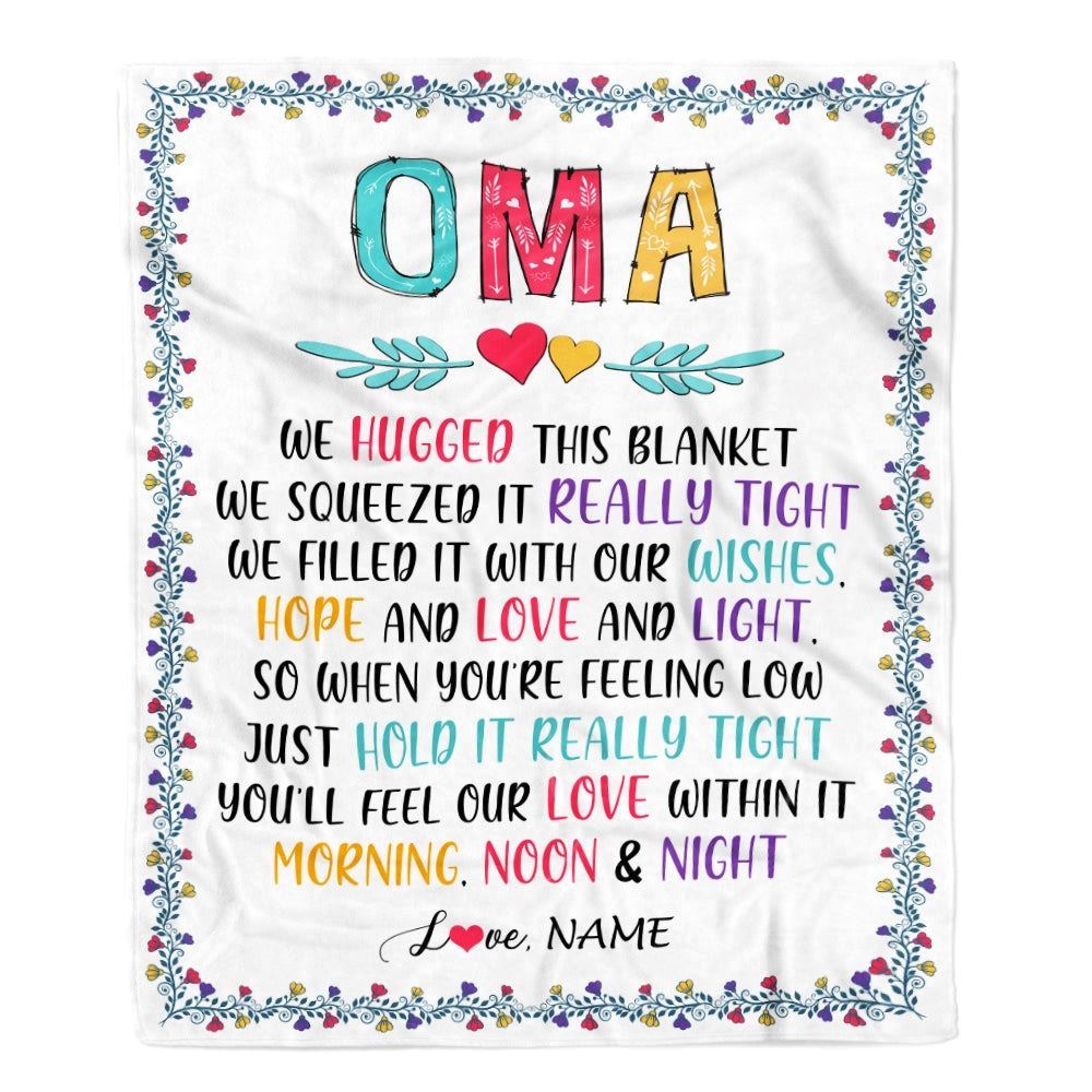 Personalized Oma Blanket From Grandkids We Hugged This, Mother's Day Blanket, Mothers Day Birthday Gifts For Mom
