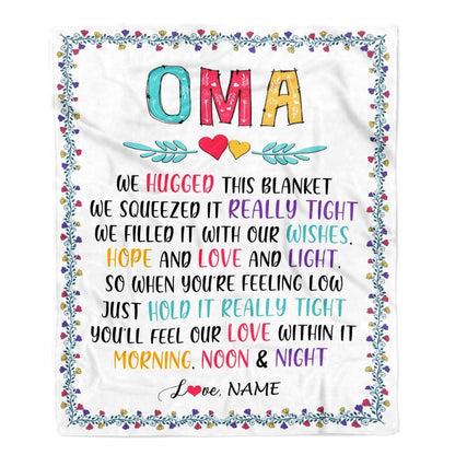 Personalized Oma Blanket From Grandkids We Hugged This, Mother's Day Blanket, Mothers Day Birthday Gifts For Mom