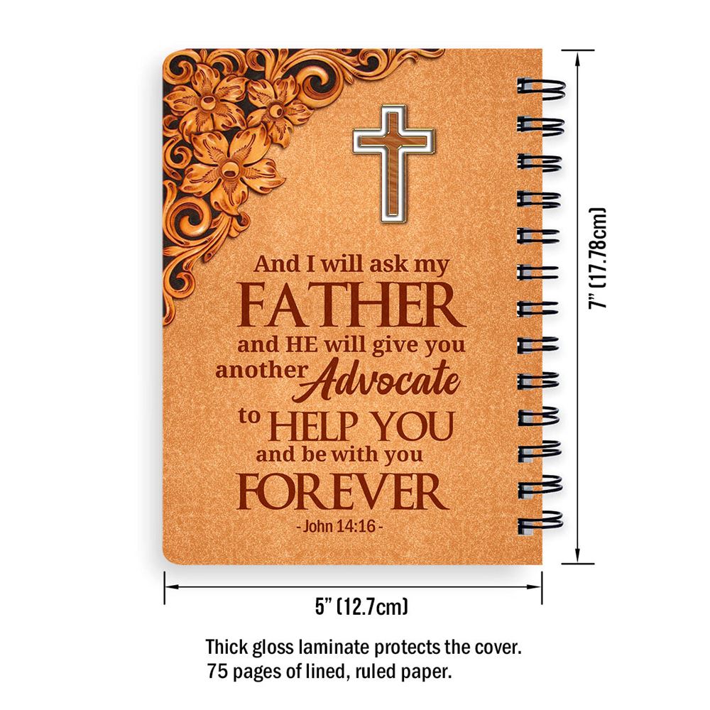 Personalized Orange Spiral Journal John 1416 Cross And Pigeon Scripture Gifts For Christian People