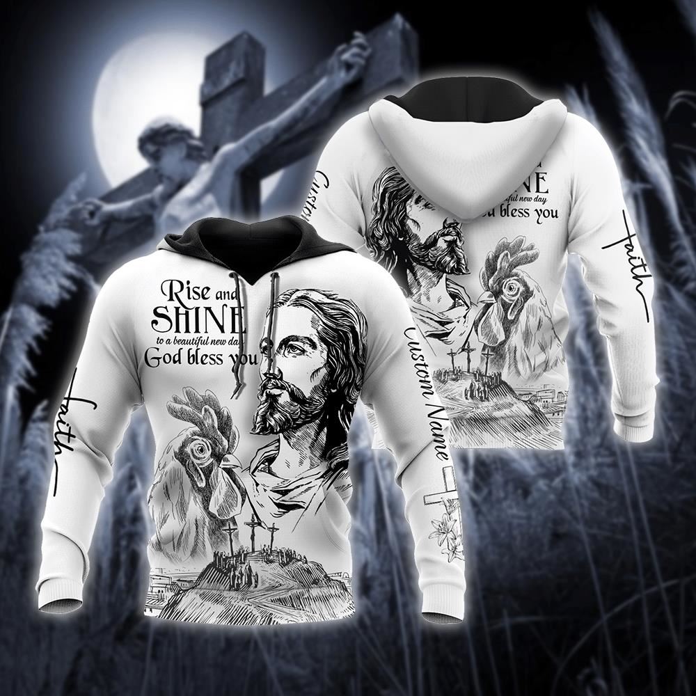 Personalized Rise And Shine To A Beautiful New Day God Bless You God 3D Hoodie For Man And Women, Jesus Printed 3D Hoodie
