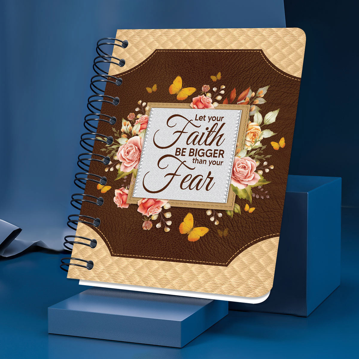 Personalized Rose Spiral Journal Let Your Faith Be Bigger Than Your Fear, Religious Gifts For Christian