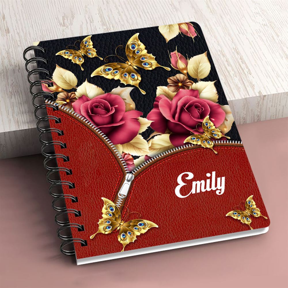 Personalized Rose Spiral Notebook Faith Hope Love, Christian Spiral Notebooks